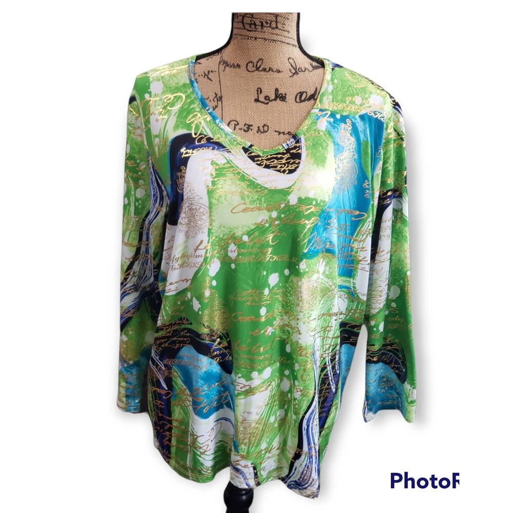 Alia Multi Colored Designs & Writting Long Sleeve Shirt